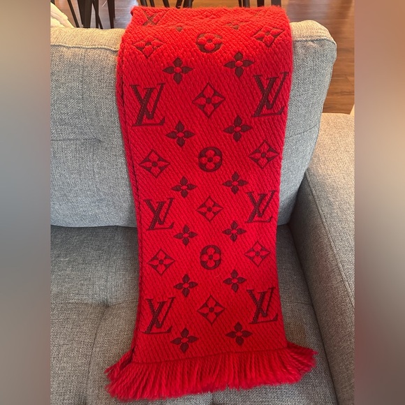 Louis Vuitton Accessories - Authentic Louis Vuitton Red LOGOMANIA Scarf